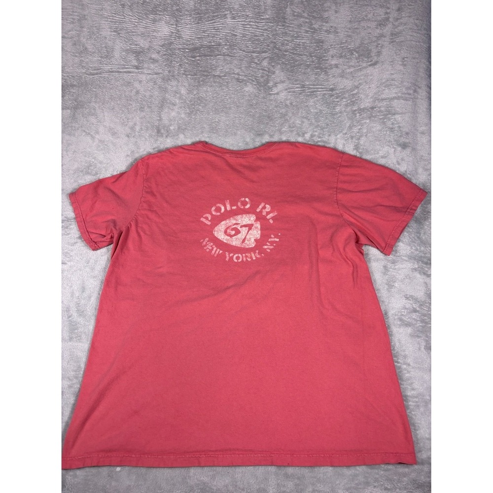 Vtg Polo Ralph Lauren Graphic 67 NEW YORK Pink Men T-Shirt Size XL